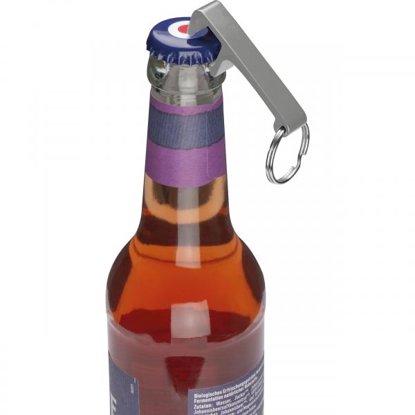 10x Schlüsselanhänger mit Namensgravur - mit Flaschenöffner - Farbe: grau