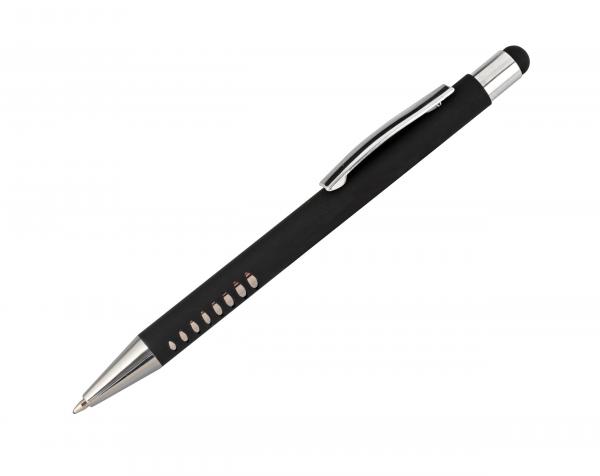 10x Softtouch-Touchpen-Kugelschreiber aus Metall / gummiert / Farbe: schwarz