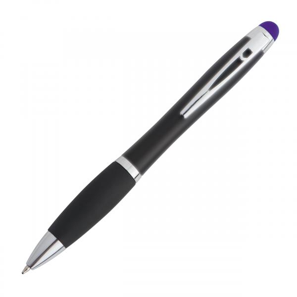 10x Touchpen Drehkugelschreiber / Farbe: schwarz mit violetten Stylus