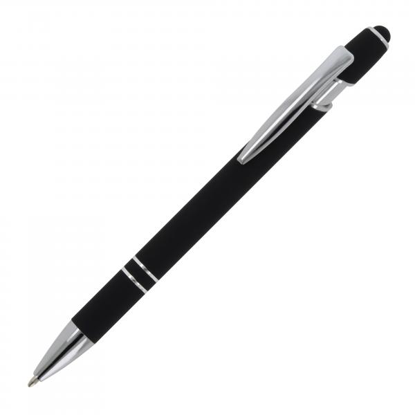 10x Touchpen Kugelschreiber mit Namensgravur - aus Metall - Soft-Touch - schwarz