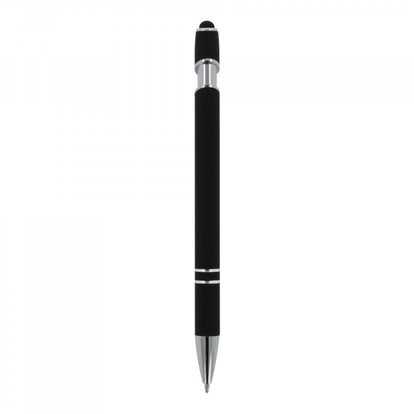 10x Touchpen Kugelschreiber mit Namensgravur - aus Metall - Soft-Touch - schwarz