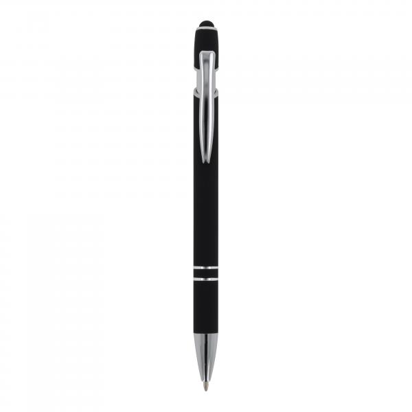 10x Touchpen Kugelschreiber mit Namensgravur - aus Metall - Soft-Touch - schwarz