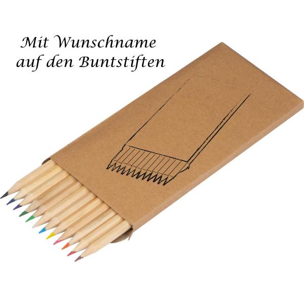 12 Buntstifte mit Gravur / 12 Farben