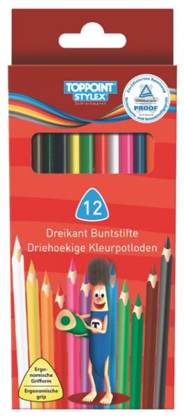 12 Dreikant Buntstifte 12 Farben Farbstifte