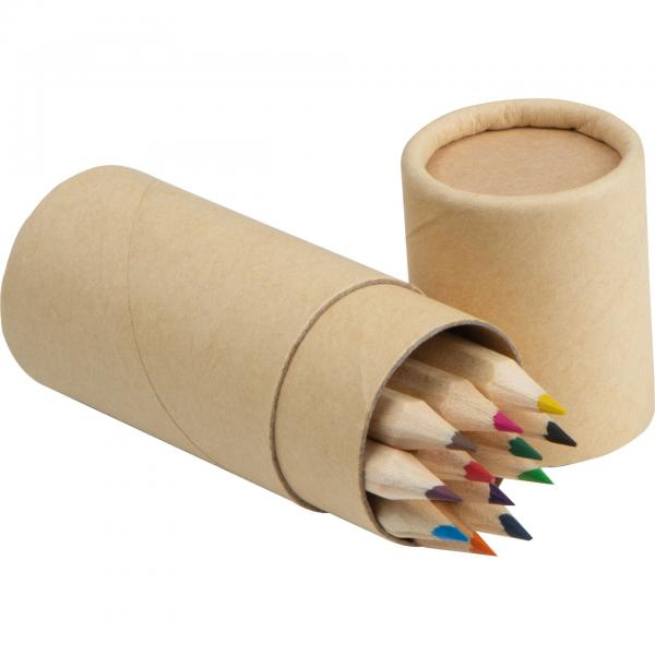 12 Mini Buntstifte / in einer zylindrischen Aufbewahrungsbox