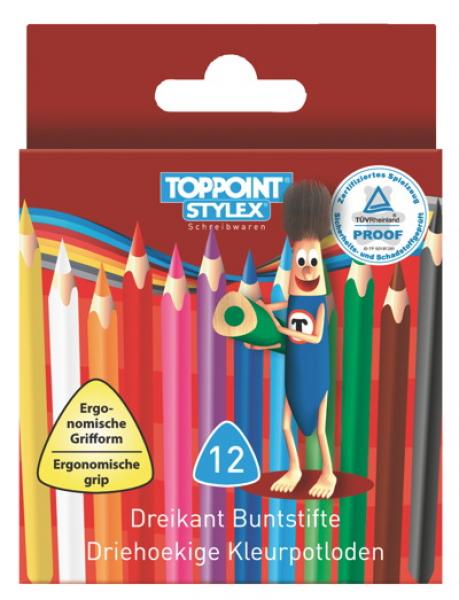 12 Mini Dreikant Buntstifte Malstift Farbstift