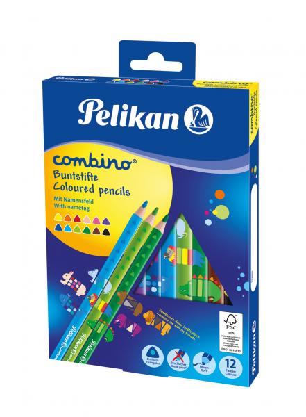 12 Pelikan Jumbo Buntstifte "Combino" mit Tiermotive