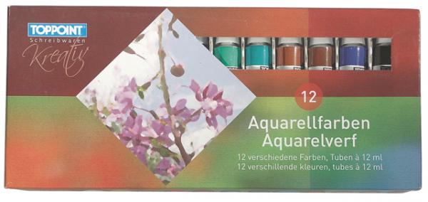 12 Tuben Aquarellfarbe 12 verschiedene Farben je 12ml