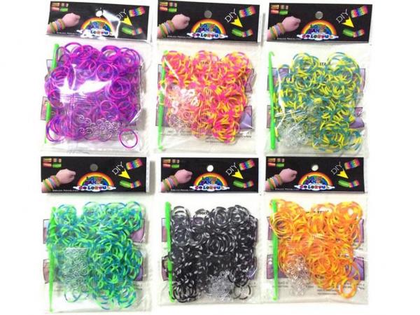 1200 (6x 200) Loom Gummibänder + 60 Verbindungsstücke / 6 verschiedene Farben