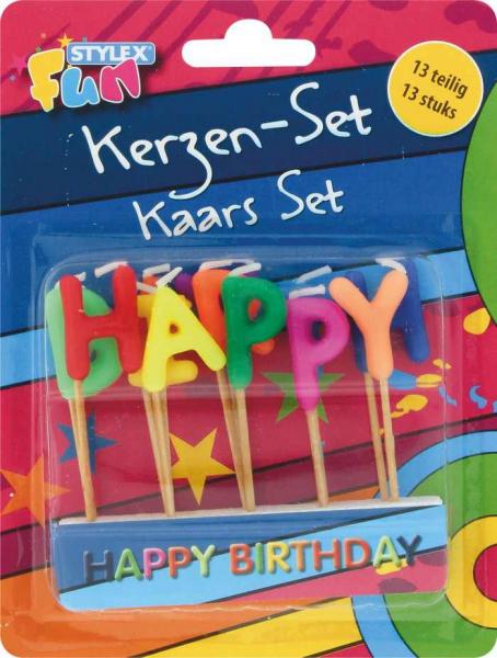 13tlg. Kerzen Set "Happy Birthday" Deko Geburtstagskerzen