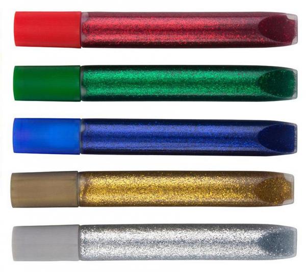 15 Tuben Glitter Glue / 5 verschiedene Farben