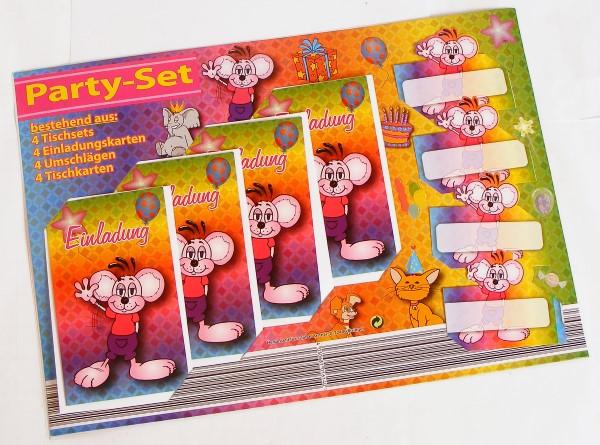 16tlg. Kinder Party Set Einladungskarten + Umschläge + Tischset