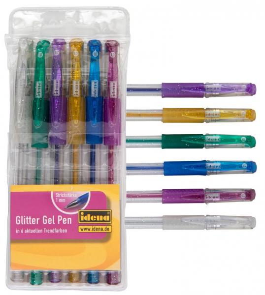 18 Glitter Gel Stifte / in 6 trendigen Farben / Strichstärke: 1mm