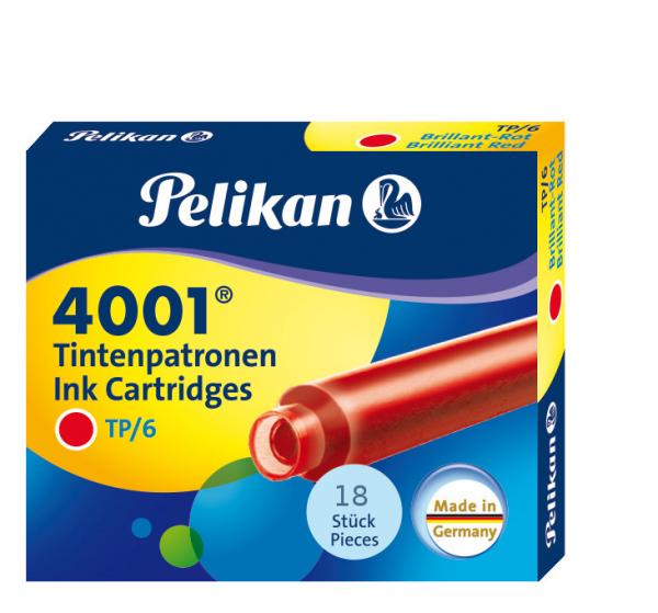 18 Pelikan Tintenpatronen 4001® / Füllerpatronen / Farbe: brillant-rot