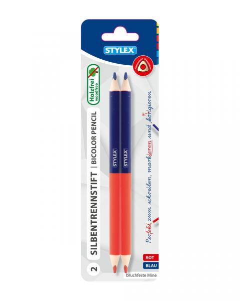 2 Silbenstifte / Silbentrennstifte / Farbe: rot und blau