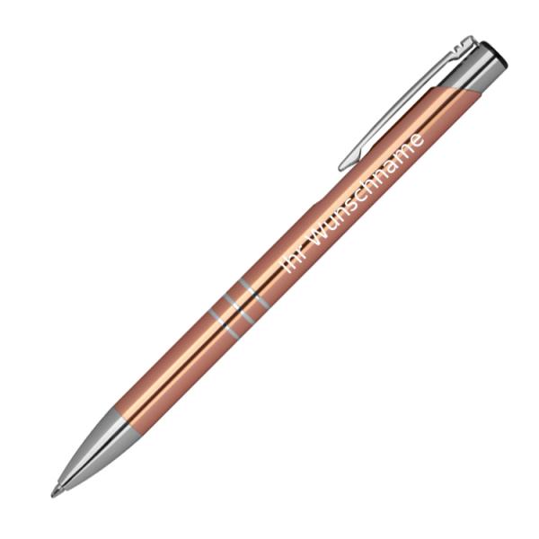 20 Kugelschreiber aus Metall mit Gravur / Farbe: roségold