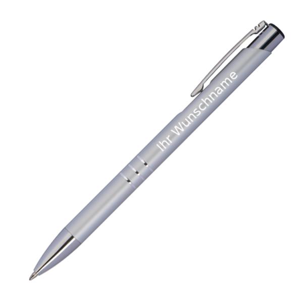 20 Kugelschreiber aus Metall mit Gravur / Farbe: silber