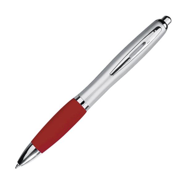 20 Kugelschreiber mit Gravur / mit satiniertem Gehäuse / Farbe: silber-bordeaux