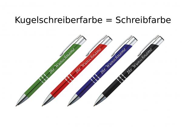 20 Kugelschreiber mit Gravur / Schreibfarbe je 5x  grün, blau, rot, schwarz