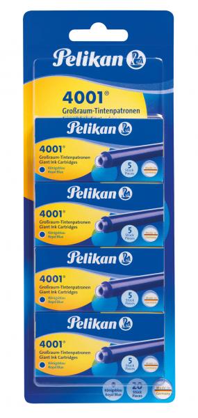 20 Pelikan Großraum Tintenpatronen 4001® / Füllerpatronen / Farbe: königsblau
