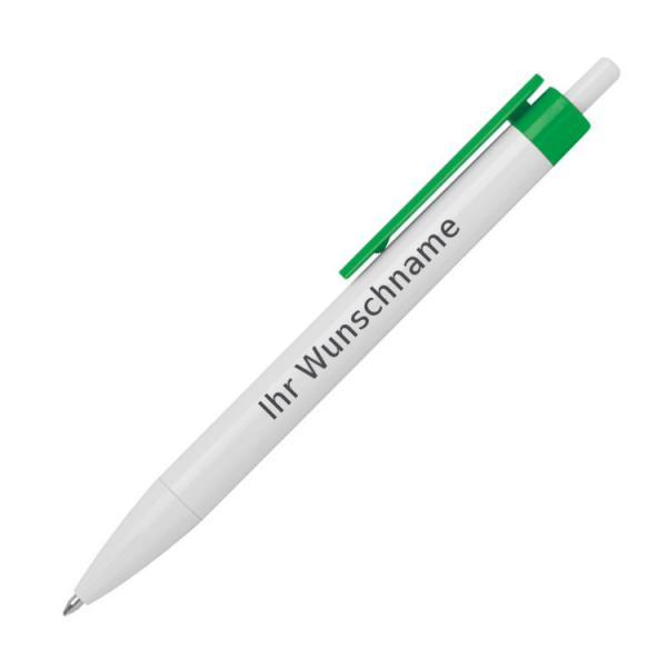 20x Druckkugelschreiber mit Gravur / Farbe: weiß-grün
