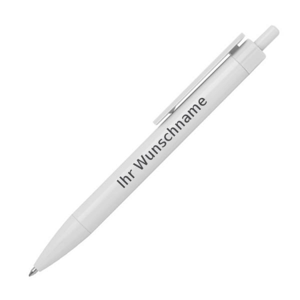 20x Druckkugelschreiber mit Gravur / Farbe: weiß mit weißen Clip