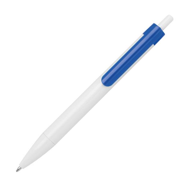 20x Druckkugelschreiber mit Namensgravur - Farbe: weiß-blau