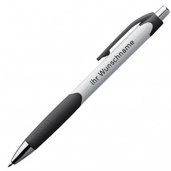 20x Kugelschreiber mit Gravur / mit gummierter Griffzone / Farbe: weiß-schwarz