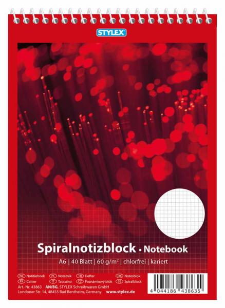 20x Spiral-Notizblock / Schreibblock / DIN A6 / kariert