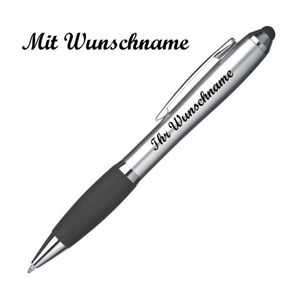 20x Touchpen Kugelschreiber mit Namensgravur - Farbe: silber-schwarz