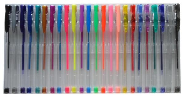 24 verschiedene Gelschreiber / Gelstifte / je 8x Metallic, Neon, Glitter