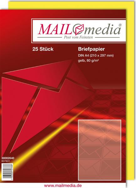 25 Blatt Briefpapier / DIN A4 / Kopierpapier / Druckerpapier / Farbe: gelb