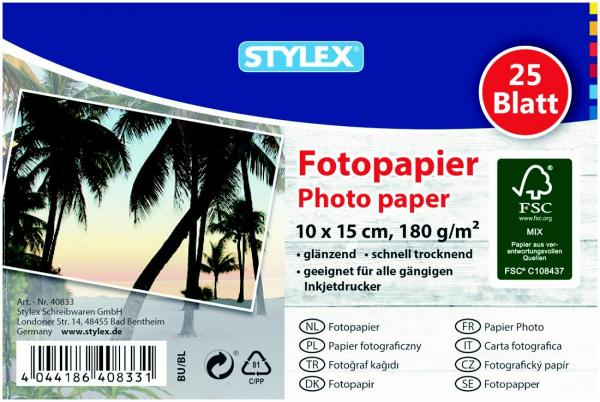 25 Blatt Fotopapier / 10 x 15 cm / glänzend / 180g/m²