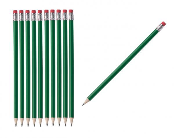 25 Bleistifte mit Radierer / HB / ohne Herstellerlogo / Farbe: lackiert grün