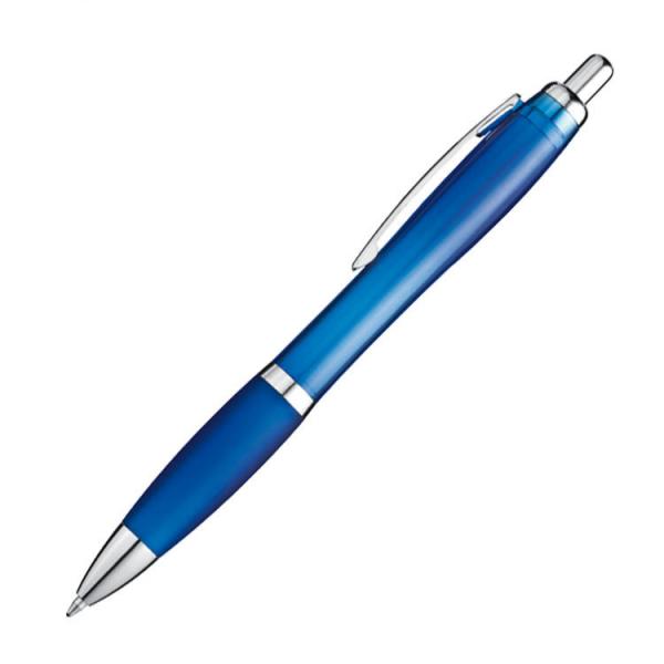 25x Kugelschreiber / transparent mit Metallclip / Farbe: transparent blau