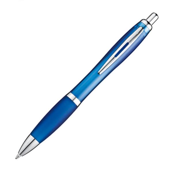 25x Kugelschreiber / transparent mit Metallclip / Farbe: transparent blau