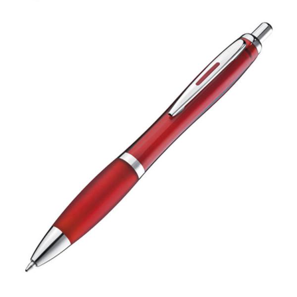 25x Kugelschreiber / transparent mit Metallclip / Farbe: transparent bordeaux
