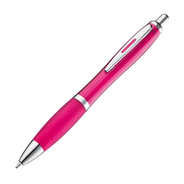 25x Kugelschreiber / transparent mit Metallclip / Farbe: transparent pink