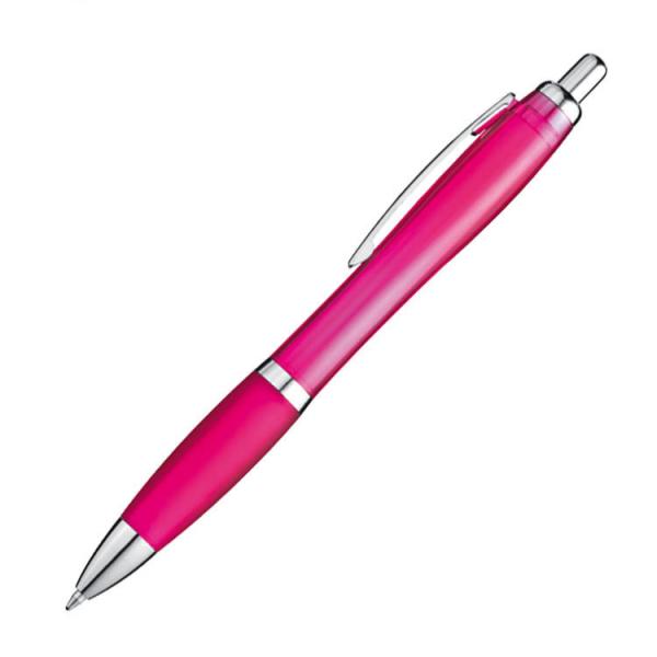 25x Kugelschreiber / transparent mit Metallclip / Farbe: transparent pink