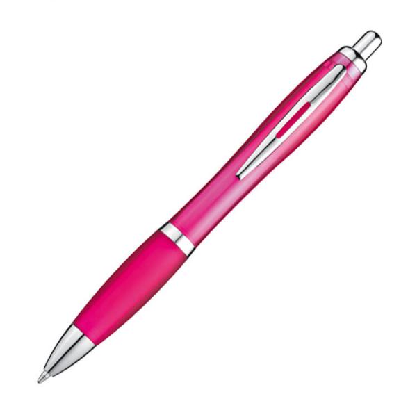 25x Kugelschreiber / transparent mit Metallclip / Farbe: transparent pink
