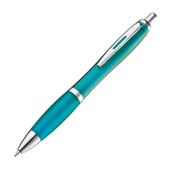 25x Kugelschreiber / transparent mit Metallclip / Farbe: transparent türkis