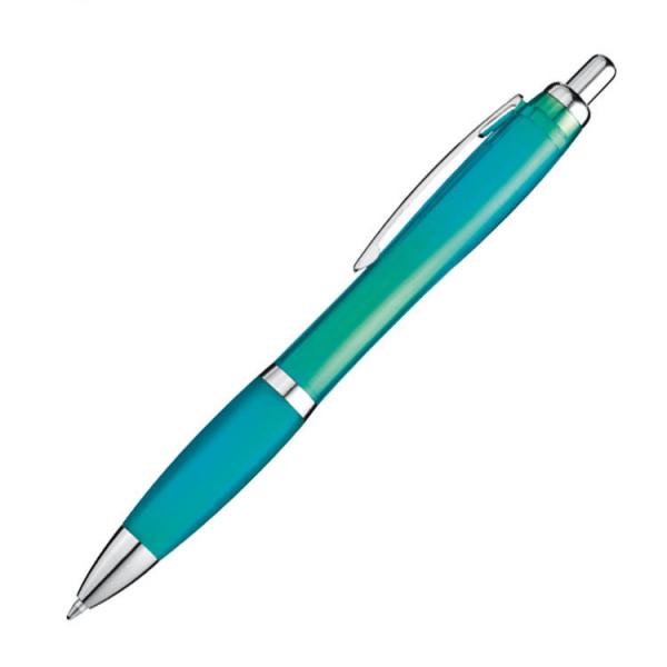 25x Kugelschreiber / transparent mit Metallclip / Farbe: transparent türkis