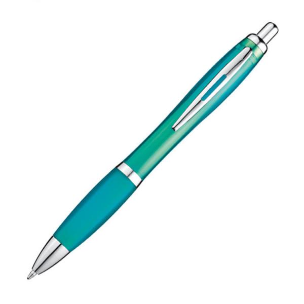 25x Kugelschreiber / transparent mit Metallclip / Farbe: transparent türkis