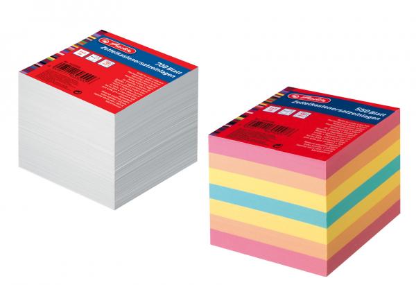2x Herlitz Zettelbox Nachfüller / 700 weiße + 550 Blatt farbige Notizblätter