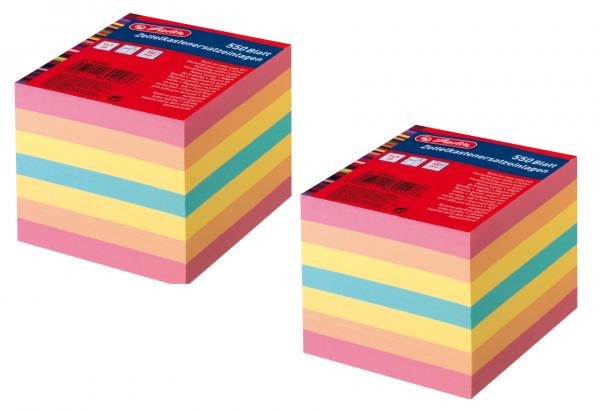 2x Herlitz Zettelbox Nachfüller / mit je 550 Blatt farbige Notizblätter