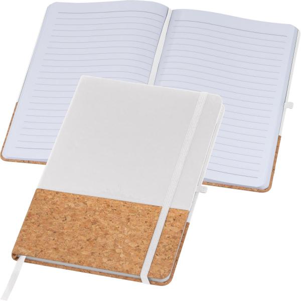 2x Notizbuch mit PU-Kork Cover / A5 / 160 Seiten / Farbe: je 1x weiß + schwarz