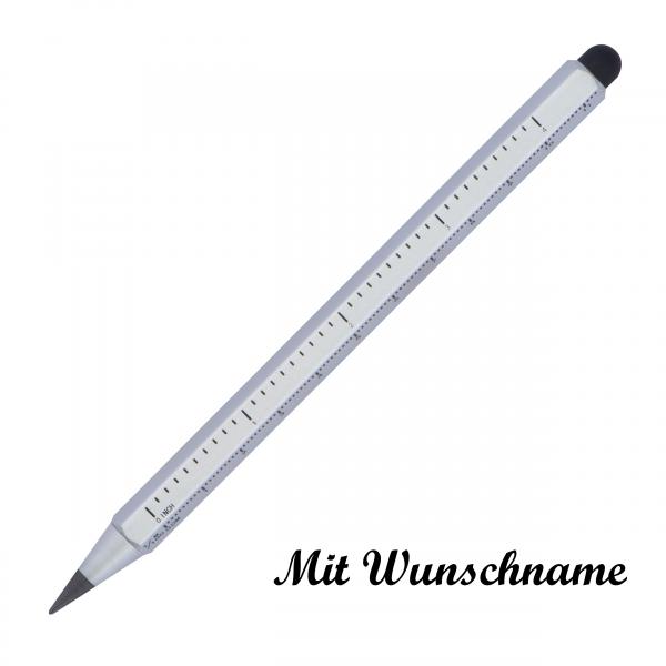2x Tintenloser Touchpen Lineal Kugelschreiber mit Namensgravur - schwarz+silber