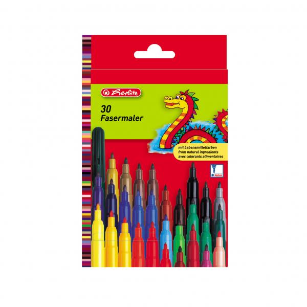 30 Herlitz Fasermaler / 30 verschiedene Farben