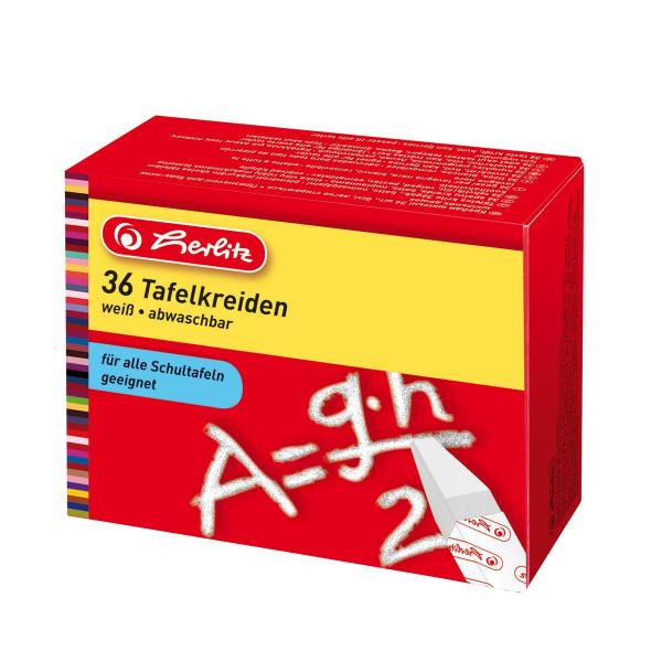 36 Herlitz Tafelkreiden / quadratisch / Farbe: weiß