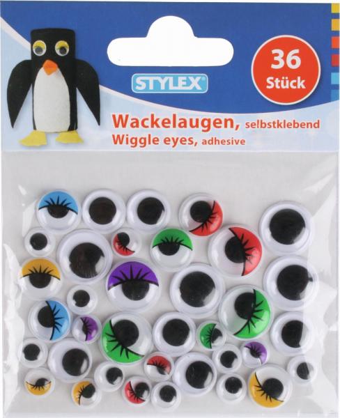 36 Wackelaugen / selbstklebend / verschiedene Größen und Farben